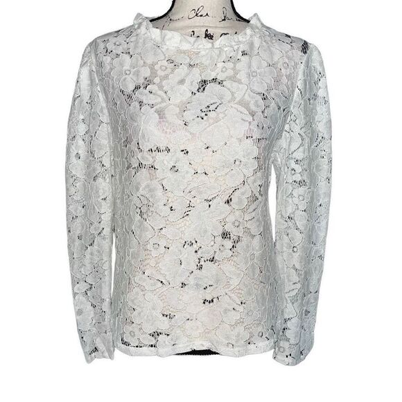 OC Orderplus white lace blouse medium NWT - Picture 1 of 7